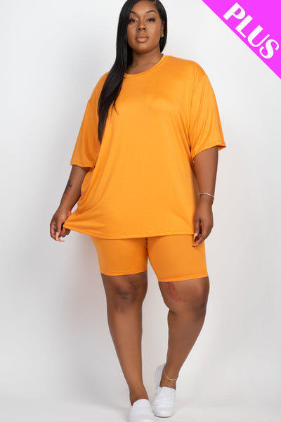 Plus Size Loose Fit Top&Biker Shorts Set (CAPELLA) - 1Caribbeanmall