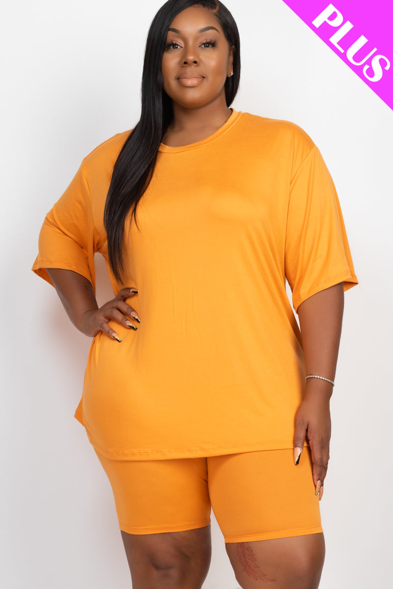 Plus Size Loose Fit Top&Biker Shorts Set (CAPELLA) - 1Caribbeanmall