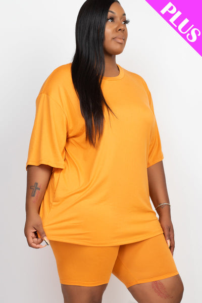 Plus Size Loose Fit Top&Biker Shorts Set (CAPELLA) - 1Caribbeanmall