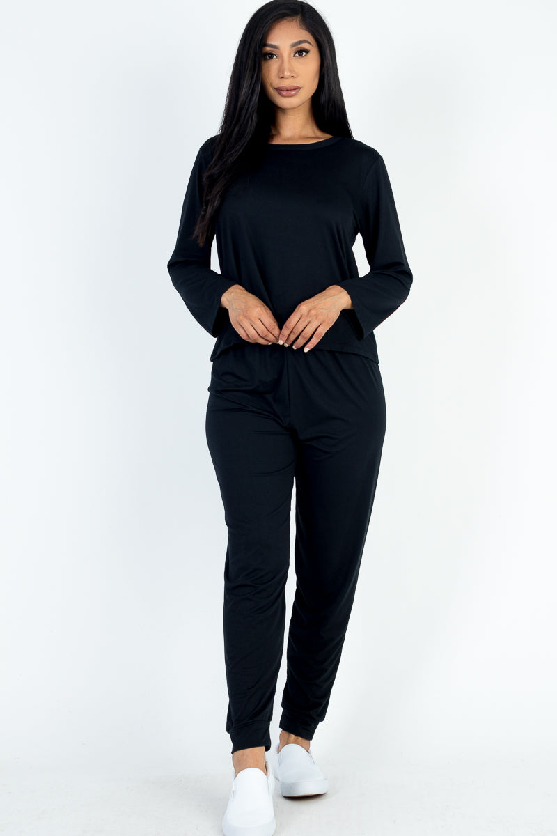 Solid Sweatshirt and Joggers Set (CAPELLA) - 1Caribbeanmall