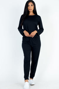 Solid Sweatshirt and Joggers Set (CAPELLA) - 1Caribbeanmall