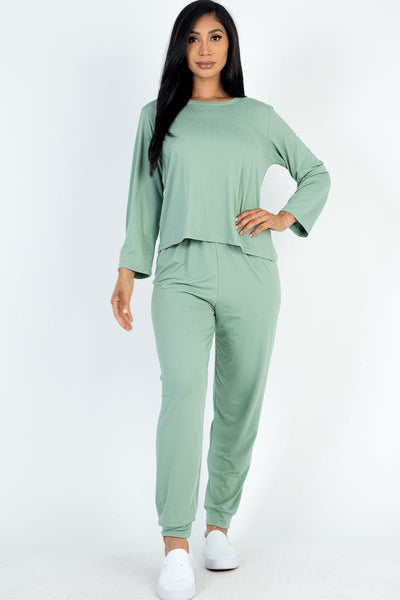 Solid Sweatshirt and Joggers Set (CAPELLA) - 1Caribbeanmall