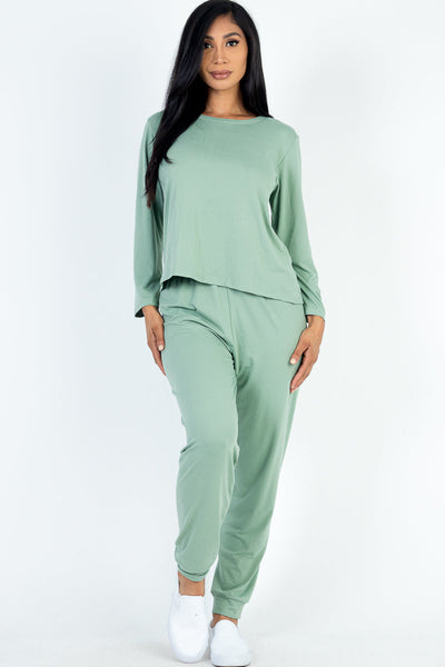 Solid Sweatshirt and Joggers Set (CAPELLA) - 1Caribbeanmall