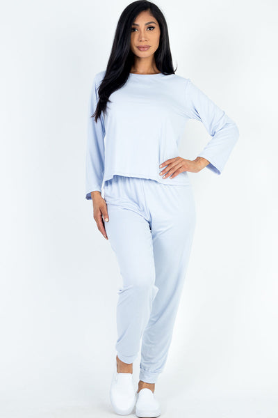 Solid Sweatshirt and Joggers Set (CAPELLA) - 1Caribbeanmall