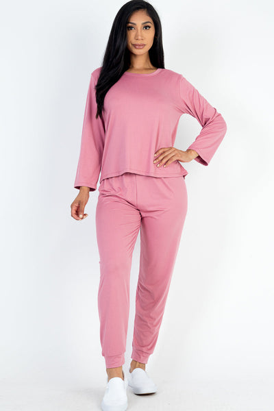 Solid Sweatshirt and Joggers Set (CAPELLA) - 1Caribbeanmall