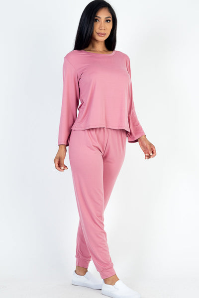 Solid Sweatshirt and Joggers Set (CAPELLA) - 1Caribbeanmall