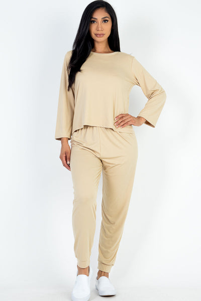 Solid Sweatshirt and Joggers Set (CAPELLA) - 1Caribbeanmall