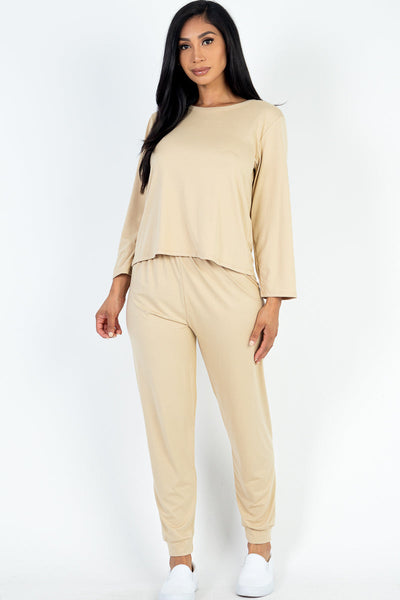 Solid Sweatshirt and Joggers Set (CAPELLA) - 1Caribbeanmall