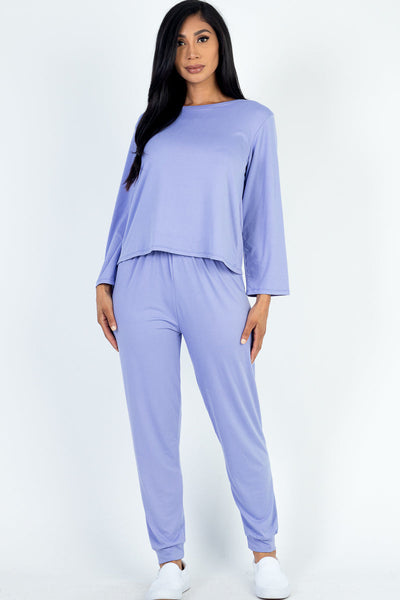Solid Sweatshirt and Joggers Set (CAPELLA) - 1Caribbeanmall