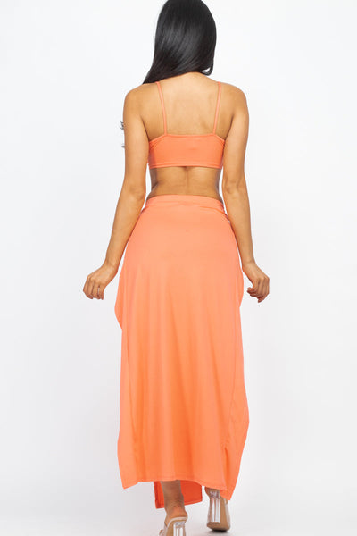 Bra top and side slit maxi skirt