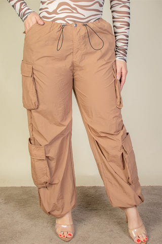 Plus Size Flap Pockets Drawstring Ruched Parachute Pants (CAPELLA) - 1Caribbeanmall