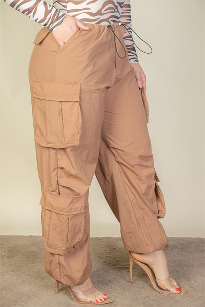 Plus Size Flap Pockets Drawstring Ruched Parachute Pants (CAPELLA) - 1Caribbeanmall