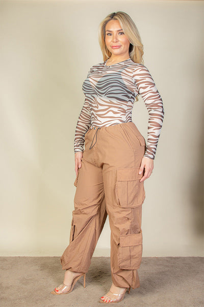 Plus Size Flap Pockets Drawstring Ruched Parachute Pants (CAPELLA) - 1Caribbeanmall