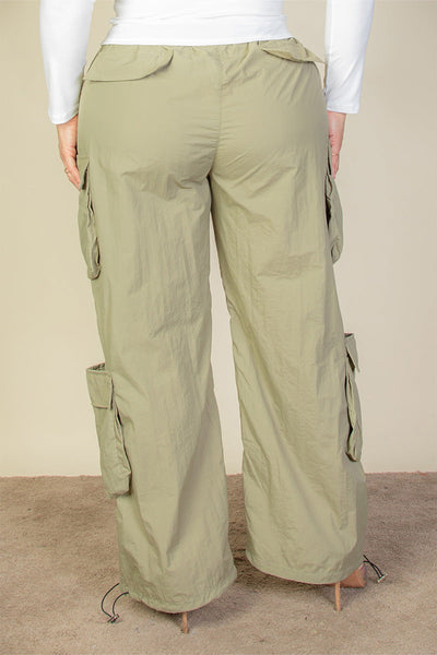 Plus Size Flap Pockets Drawstring Ruched Parachute Pants (CAPELLA) - 1Caribbeanmall