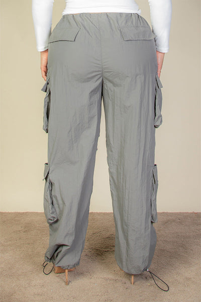 Plus Size Flap Pockets Drawstring Ruched Parachute Pants (CAPELLA) - 1Caribbeanmall